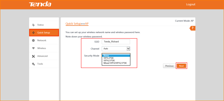 [CPE-3] How to setup AP mode (O3 as example) - Tenda Global(English)