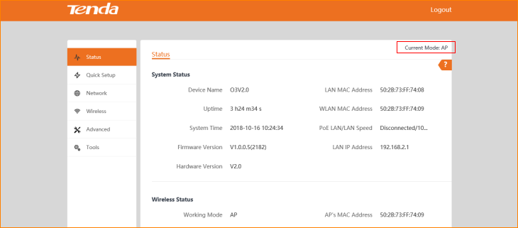[CPE-3] How to setup AP mode (O3 as example) - Tenda Global(English)