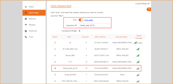 [CPE-3] How to setup Client mode (O3 as an example) - Tenda Global(English)