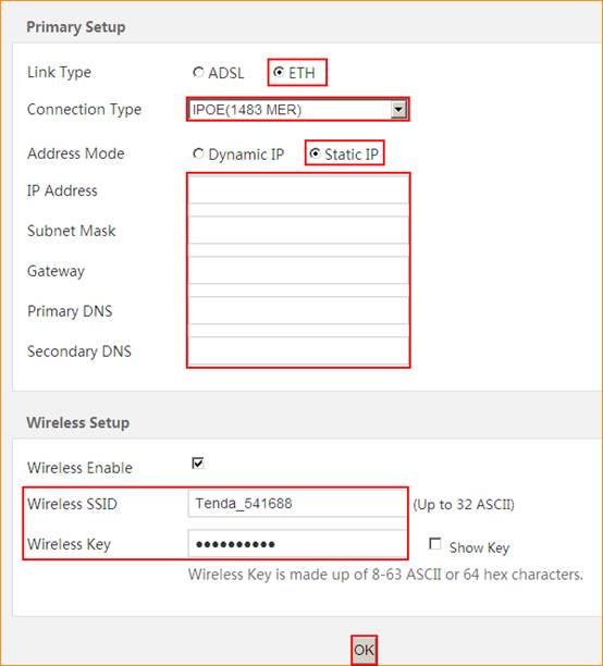 How to setup Tenda D302 Static IP mode - Tenda Global(English)