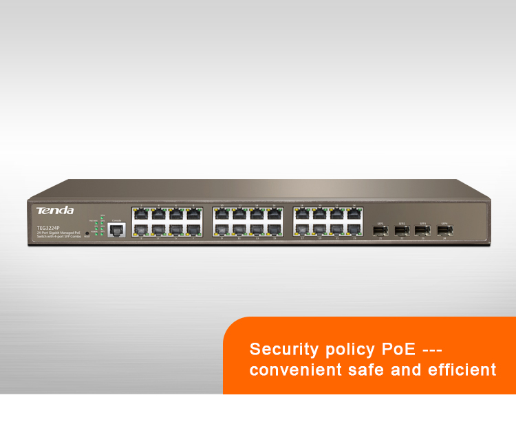 TEG3224P 24 puertos 10/100/1000Mbps con 4 switches administrados SFP PoE compartidos