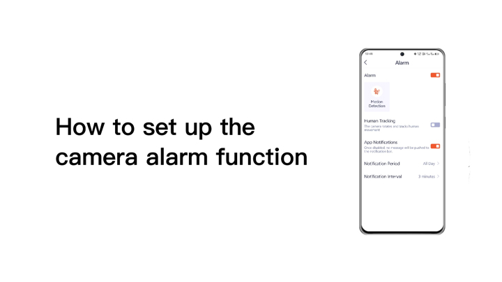 How to set up the camera alarm function